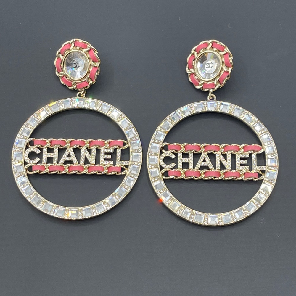 Chanel Baguette Crystal Dangle Drop Hoop Earrings - Picture 12 of 16